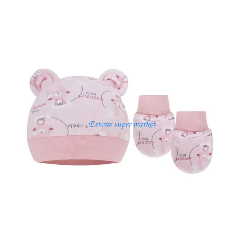 

090B Windproof Baby Cap Cotton Gloves for w/ Non-fluorescent Color Print Hand Washabl