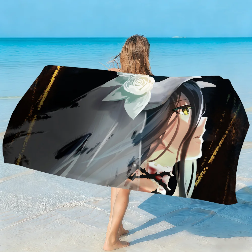Anime O-Overlord albedo Towel Soft Lightweight Anti-Sand Large Beach Towel Quick-Drying Bath Sports Family