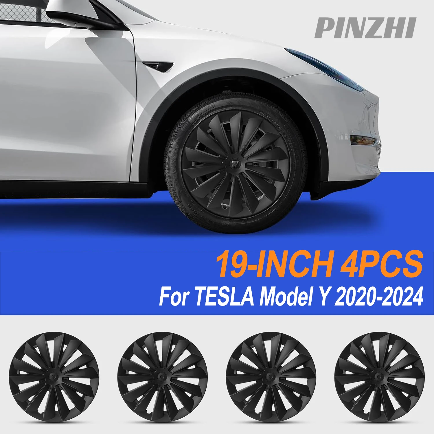 4PCS Design für TESLA Modell Y 2020-2024 Fahrzeug Vollständige Abdeckung Sturm Rad Abdeckung Kappe 19 Zoll Rad radkappe Automobil Zubehör