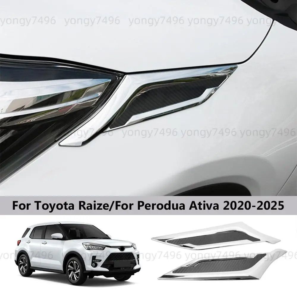 Car Upgrade For Toyota Raize For Perodua Ativa 2020-2025 Chrome Front Headlight Eyebrow Cover Trim Strip Accessories