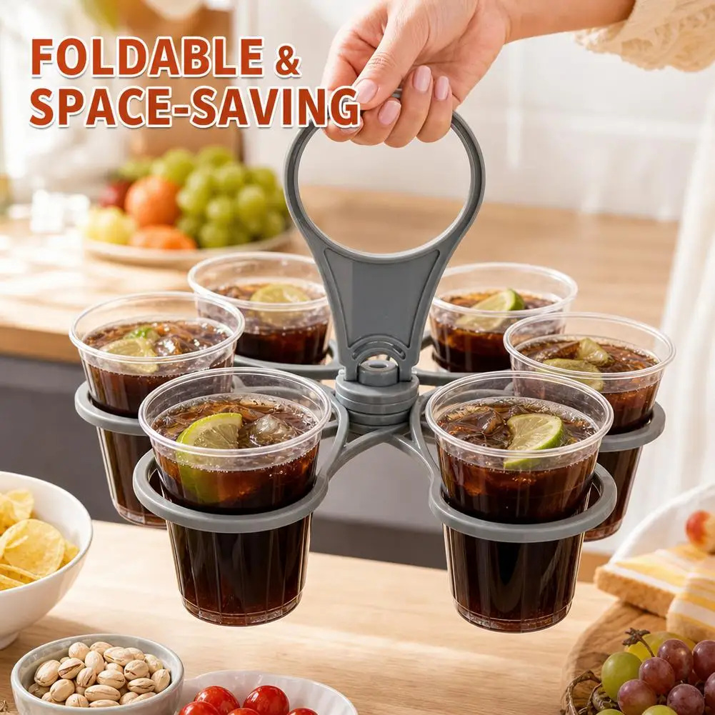 6Slot Drink Holder Folding Beverage Tray Foldable Cup Carrier For Party Wine & Coffee Cup Creative Tote Rack Reusable Cup Holder