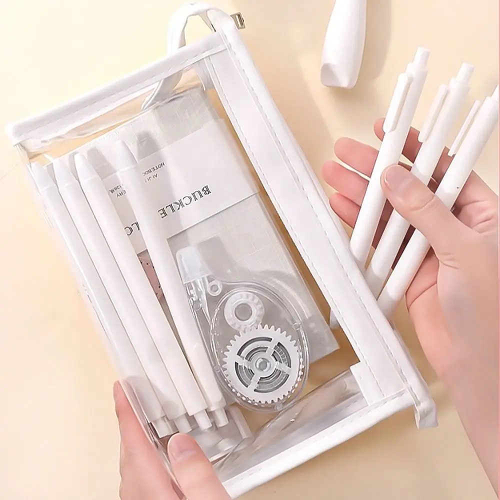 INS PVC Pen Bag Large Capacity Multifunctional Stationery Bag Transparent Makeup Bag Students