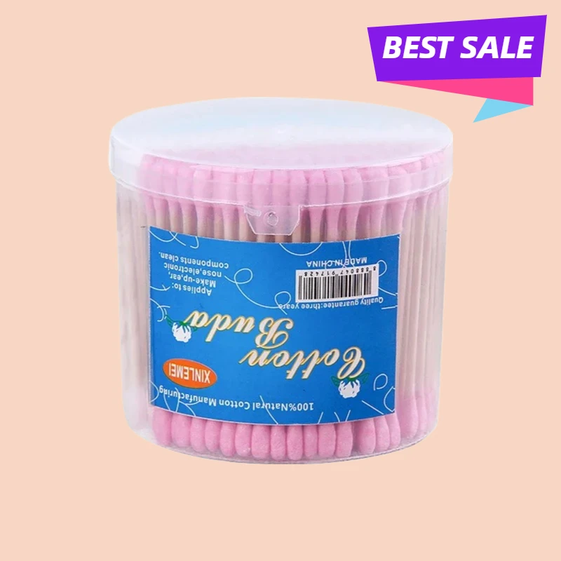 300Pcs/Box Colorful Disposable Bamboo Stick Double Head Cotton Swabs for Ear Nose Cleaning Makeup Tools