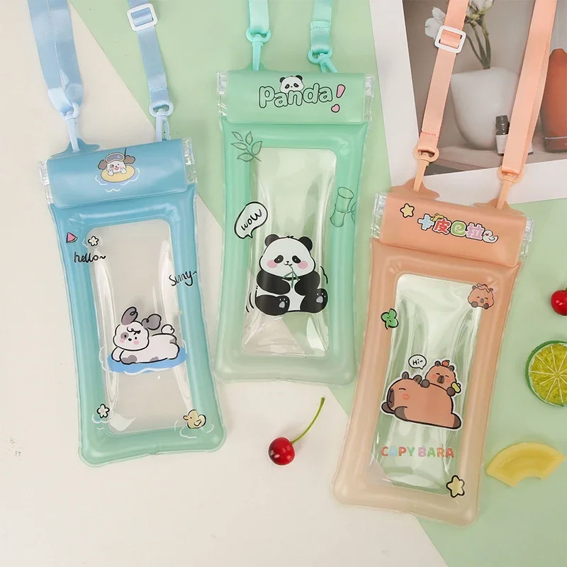 

Cute Capybara Waterproof Phone Case Universal Cartoon Floating Airbag Swim Water Proof Underwater Protector Pouch Cover For 7.2"