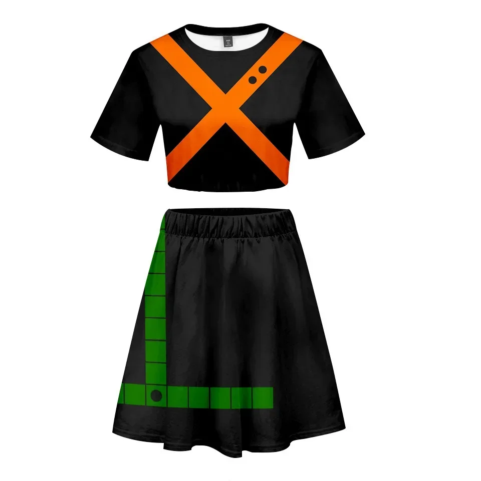 

Japan Anime Boku No Hero Academia Cosplay Costume My Hero Academia Midoriya Izuku Todoroki Shoto 3D Print Top+Skirt Sets