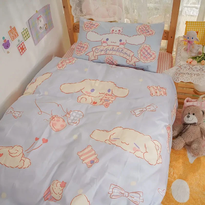 Imagem -02 - Sanrio Anime Cartoon Duvet Cover Cinnamoroll Cute Bed Quilt Cover Fronha Presente de Aniversário Infantil Decoração do Quarto Crianças Meninas