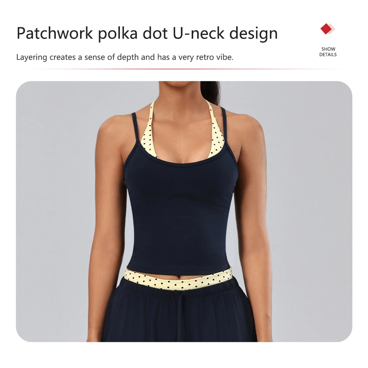 Damen-Yoga-Set, 2-teilig, Polka-Dot-Verzierung, Tanktop, Hose mit Kordelzug und elastischem Bund, weite Beine, für Training, Fitnessstudio, Laufen, Freizeit und Sport. – Detail 6