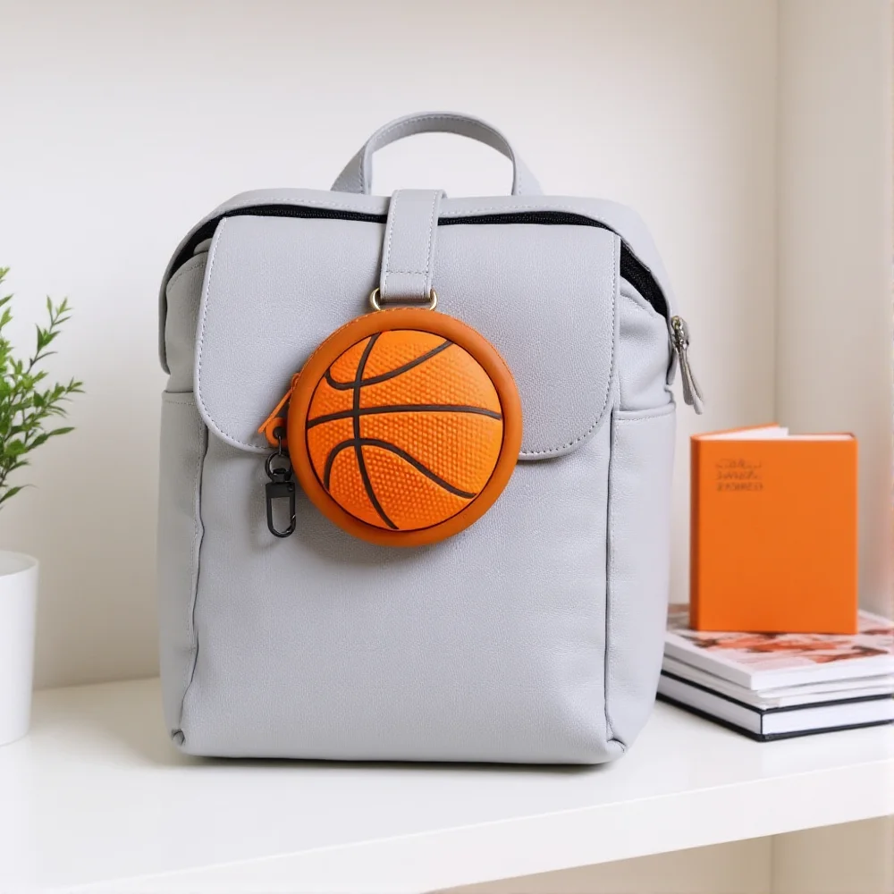 3D Cartoon Sports Theme Silicone Coin Purse Wallets Football Basketball Earphone Storage Bag Mini Ball Shaped Key Zipper Pouch