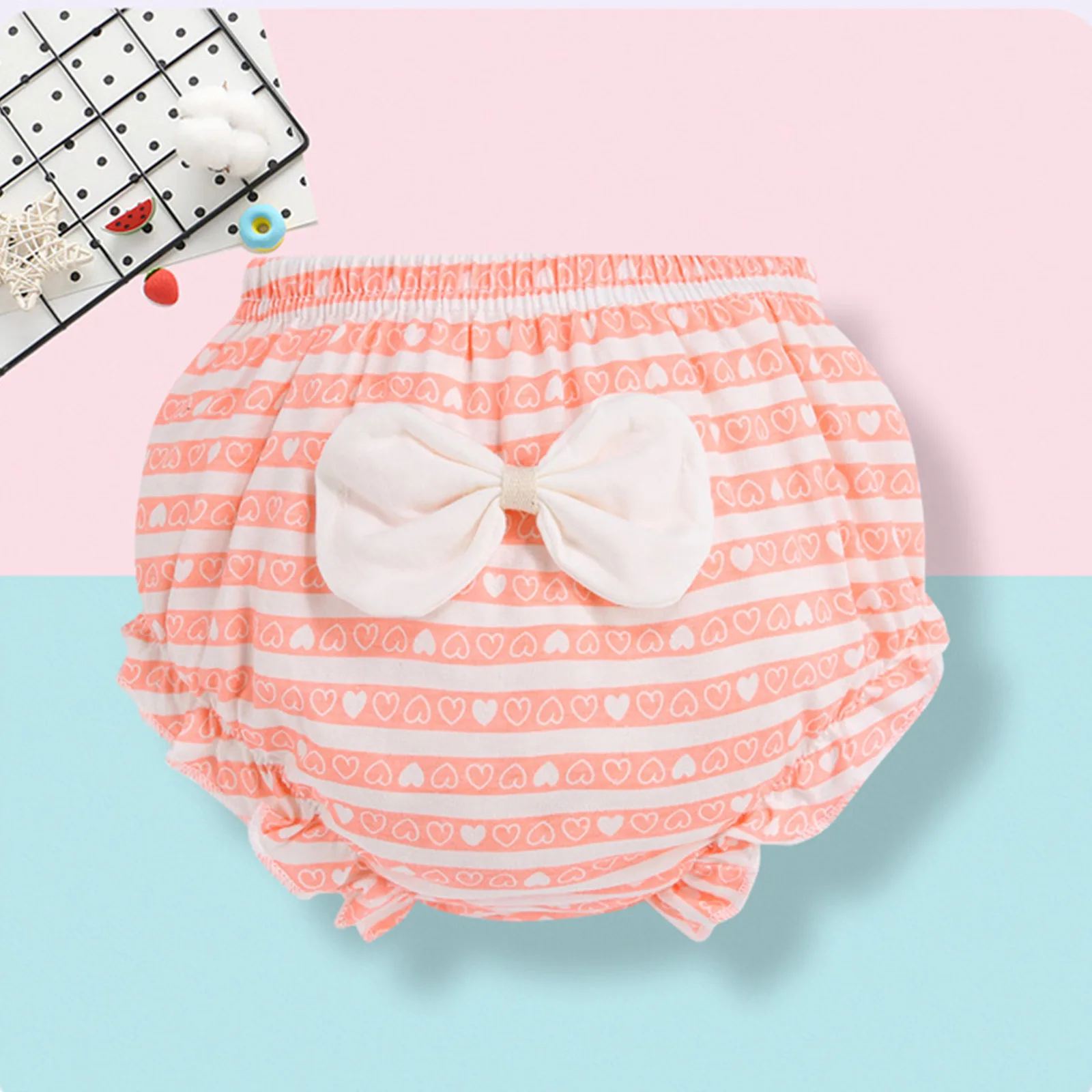 Rosa Baby Kleinkinder Mädchen niedlichen Baumwolle Bloomers Cartoon Print Bowknot kurze Crawl Unterwäsche Komfort Höschen