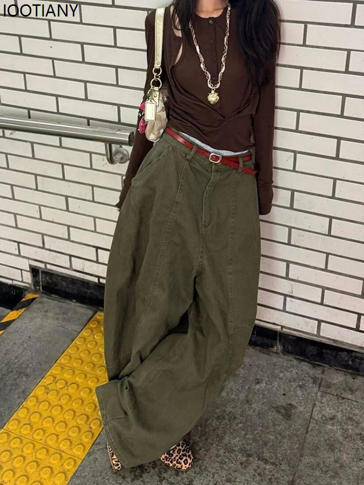 Y2k Retro Women's Overalls Harajuku Oversized Wide Leg American Retro Pants Loose Casual Summer Thin Street Dance Overalls 2025