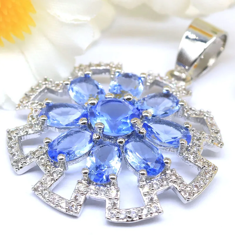 SheCrown Buy 4 Get 1 Free 37x26mm Eye Catching 3.5g Rich Blue Violet Tanzanite White CZ Gold Silver Pendant