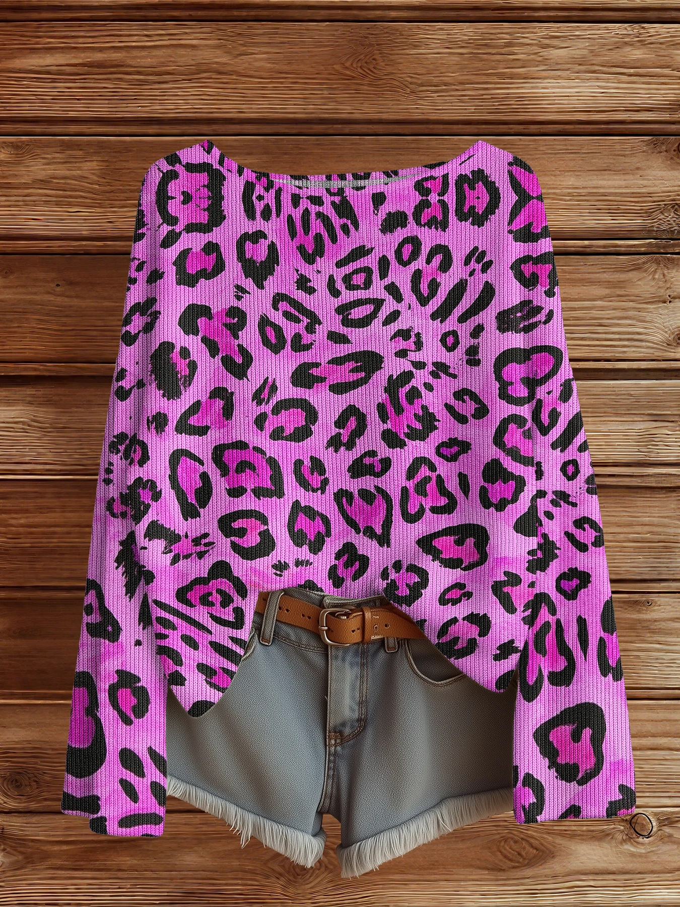Otoño Invierno suéter de leopardo mujeres Vintage pulóver suéteres Top de punto Merch moda Casual HipHop Chic Jumpers