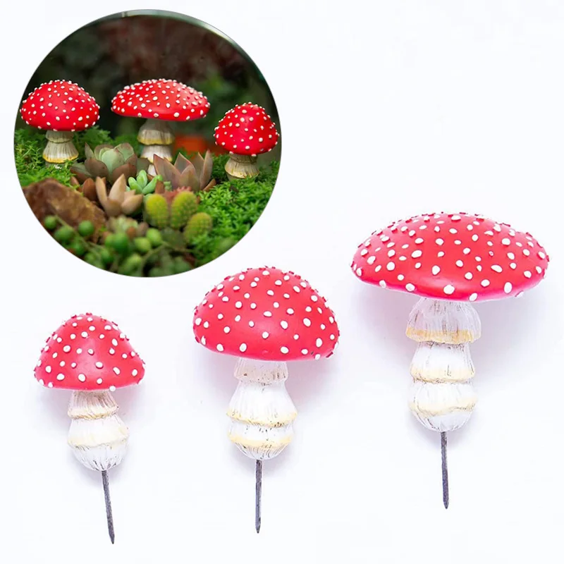 Glow Red Mushroom Microlandscape Garden Decoration Decoration Design Mini Mushroom Garden Potted Home Modeling