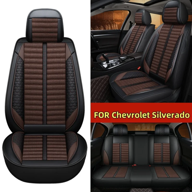 

FOR Chevrolet Silverado Car seat cover waterproof PU leather linen splicing full set 5 seats full wrap new seat cover
