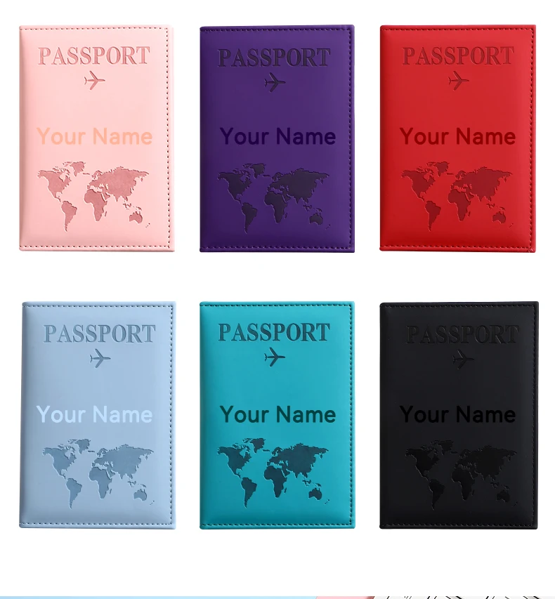 Personalized Custom Name Passport Cover PU Leather Passport Holder Slim Travel Document Card Wallet Customized Gift for MenWomen view 4