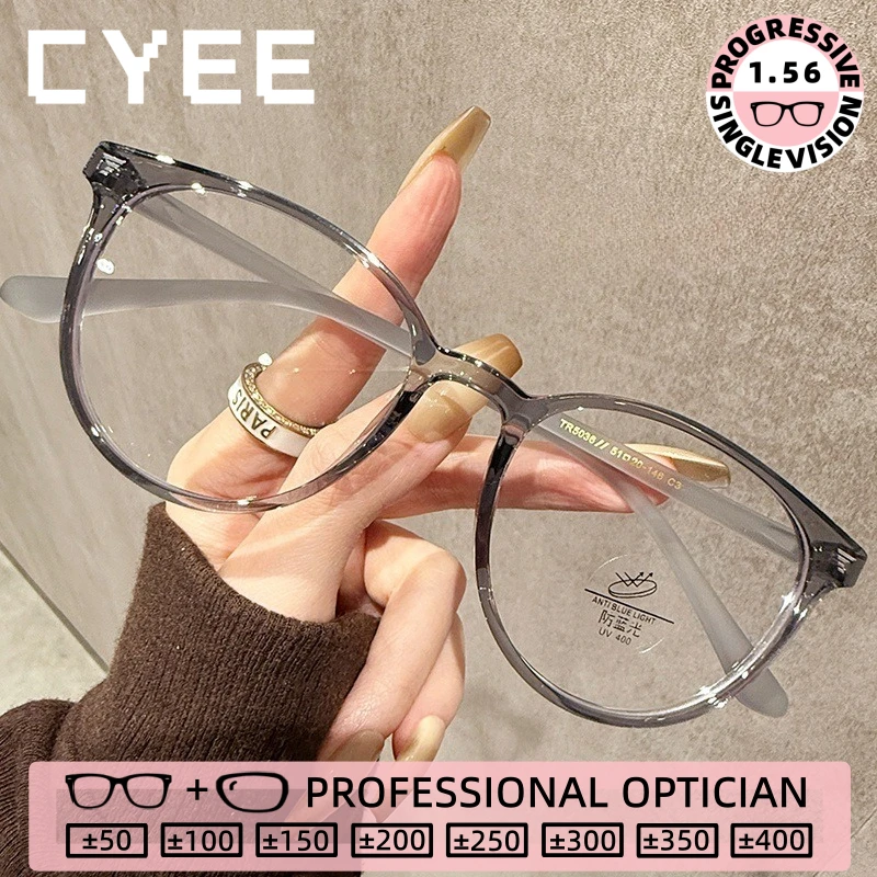 

CYEE Casual Style Round TR Women High Quality Reading Glasses Photochromic Myopia Eyeglasses Custom Prescription Optical Eyewear