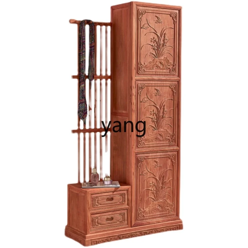 

LTT red sandalwood full-length mirror mahogany fitting mirror new Chinese living room full-length mirror landing