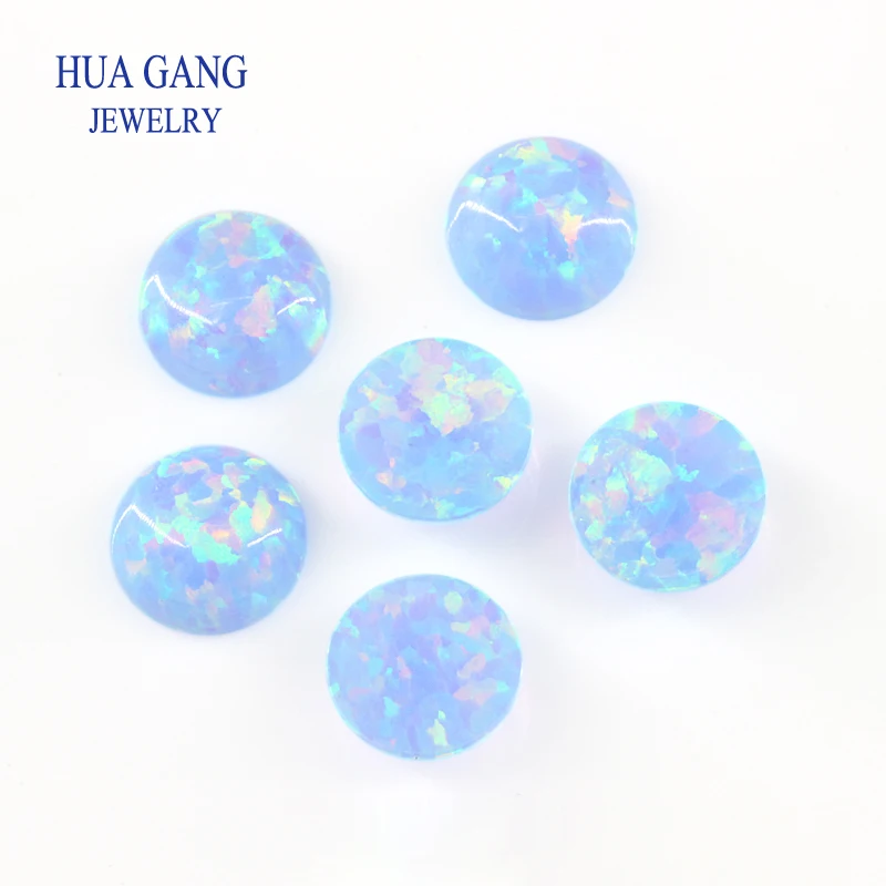 10Pcs Opal Loose Beads Stones Flat Base Cabochon Jewelry Mixed Synthetic Created Gemstones Stone Round Multicolor Opals