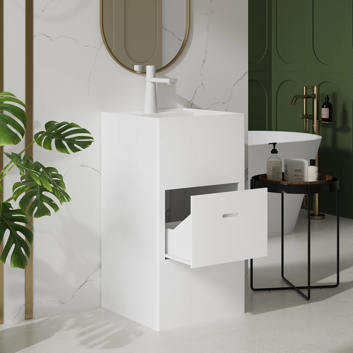 With faucet hole, drawer storage, square artificial stone wash basin, pillar basin, home stay, hotel, source factory