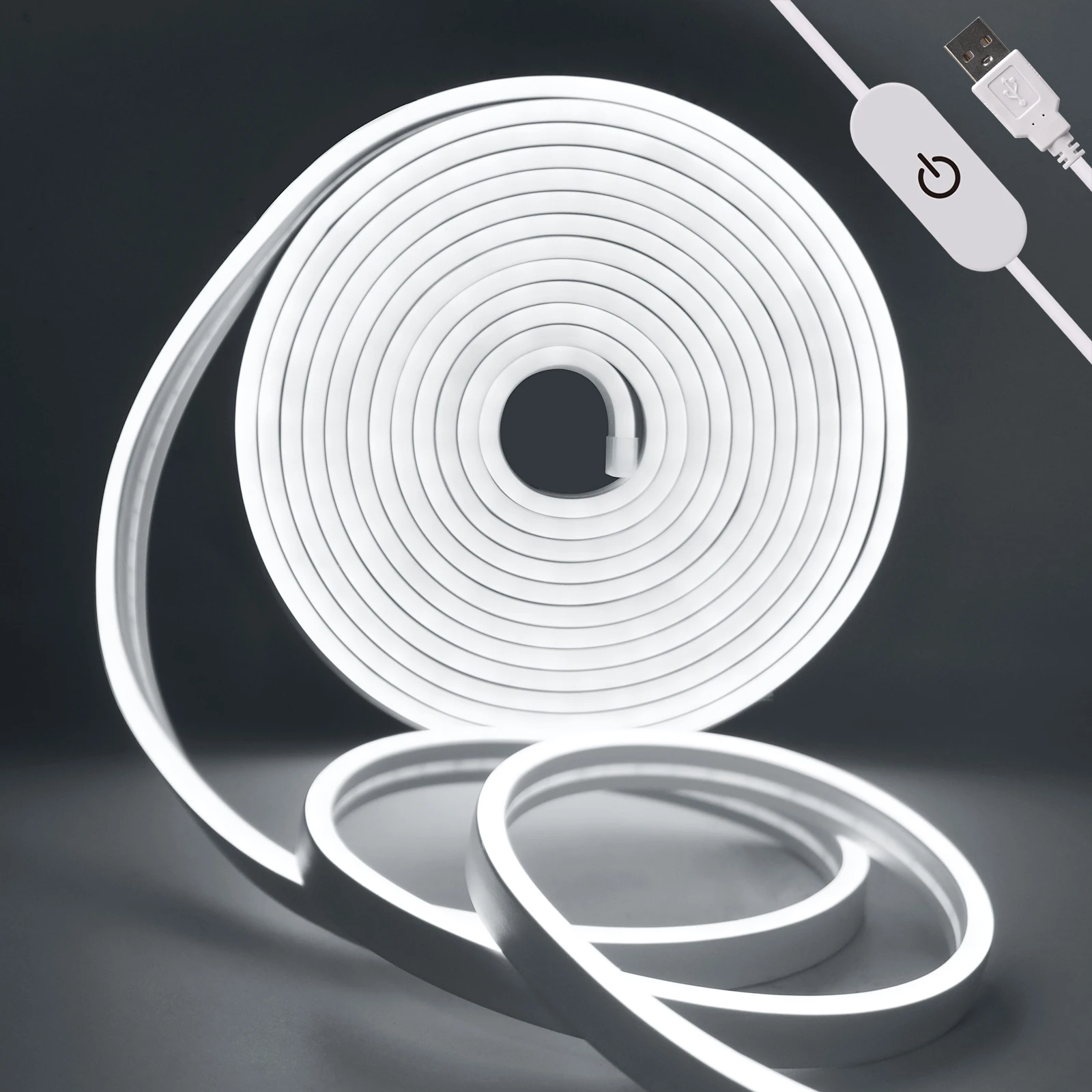 

USB Neon LED Strip with Touch Sensor Dimmable Waterproof SMD 2835 120LEDs/m Flexible Neon Tape Warm Natural White Decor Lighting