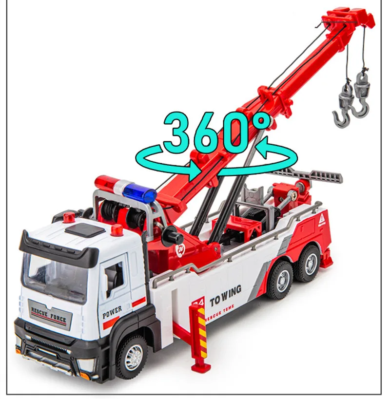 1: 32 alloy pull back engineering crane model,simulation obstacle cleaning car toy,rescue car toy,wholesale