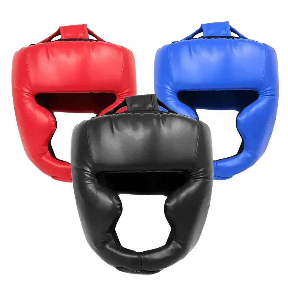 Casco de boxeo de cuero para adultos y niños, protector de cabeza para Karate, Muay Thai, Sanda, artes, Taekwondo, novedad