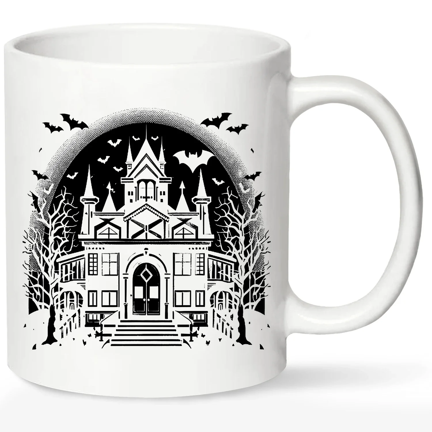 Halloween Ceramic Mug 320ml Castle Ghost Coffee Mug,Party Cups for Home School Office Table Centerpieces Housewarming Gift.