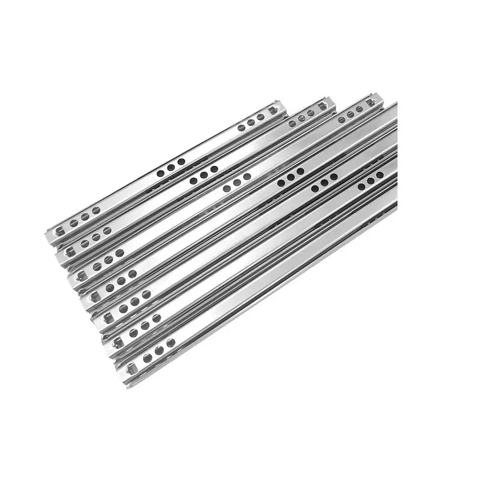 Image of 1 Paar Mikro-Schubladenschienen mit Kugelführung, zweiteilig, 17 mm breit, Stahl-Kugelschienen für Schubladen, Möbelbeschläge