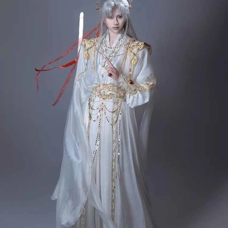 

Hanfu Men Ancient Chinese Traditional White Hanfu Suits Women Carnival Halloween Cosplay Costume Plus Size XL