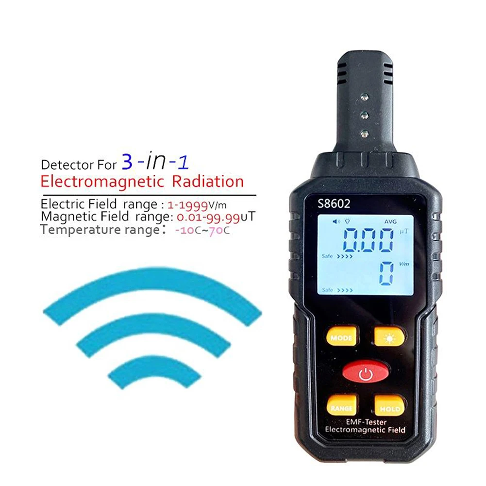 3 In 1 Digital Radiation Dosimeter Geiger Counter EMF Electromagnetic Radiation Tester LCD Radiometer For Indoor & Outdoor