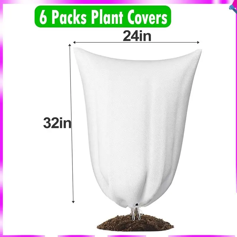 N96R 6Pcs 야외 식물 보호기 식물 커버 동결 보호, 과일 나무에 대한 24X32inch 추운 날씨 서리 천 담요
