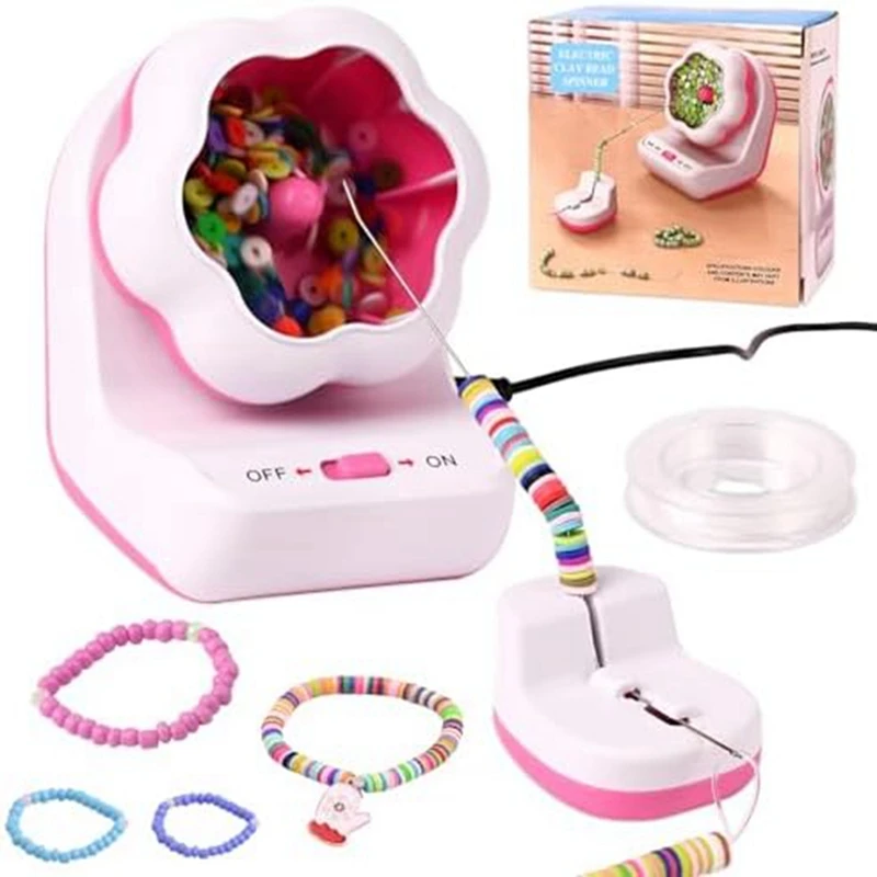 1 Set Plastic Automatic Clay Bead Bowl For Bracelet Making, Clay Bead Spinner With Needle And Thread For Jewelry Crafts