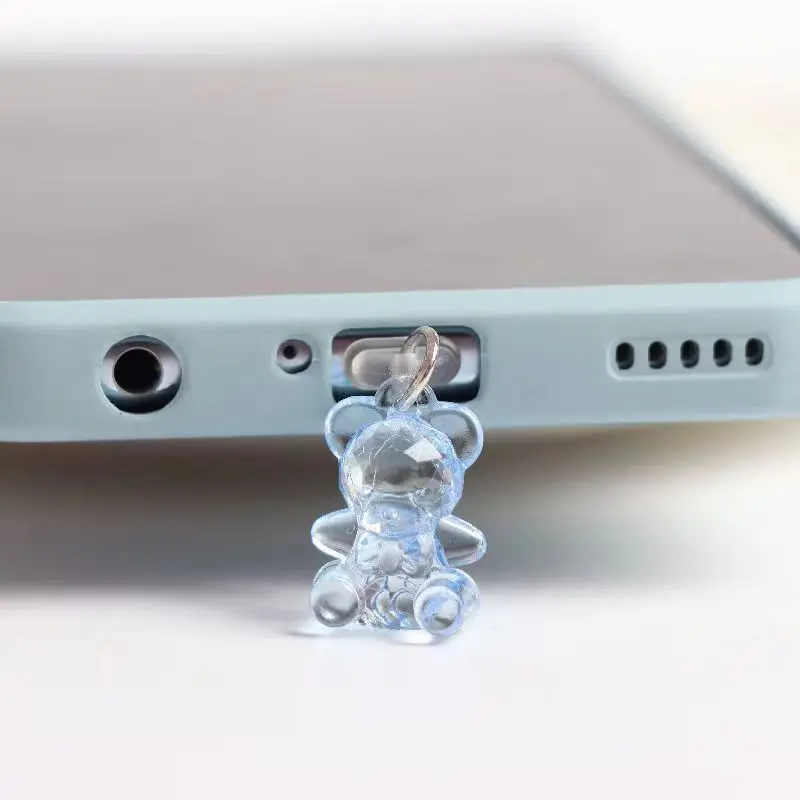 Cute Bear Phone Dust Plug Pendant Decoration Phone Accessories For IPhone For Samsung Type-C Charging Hole Dust Stopper