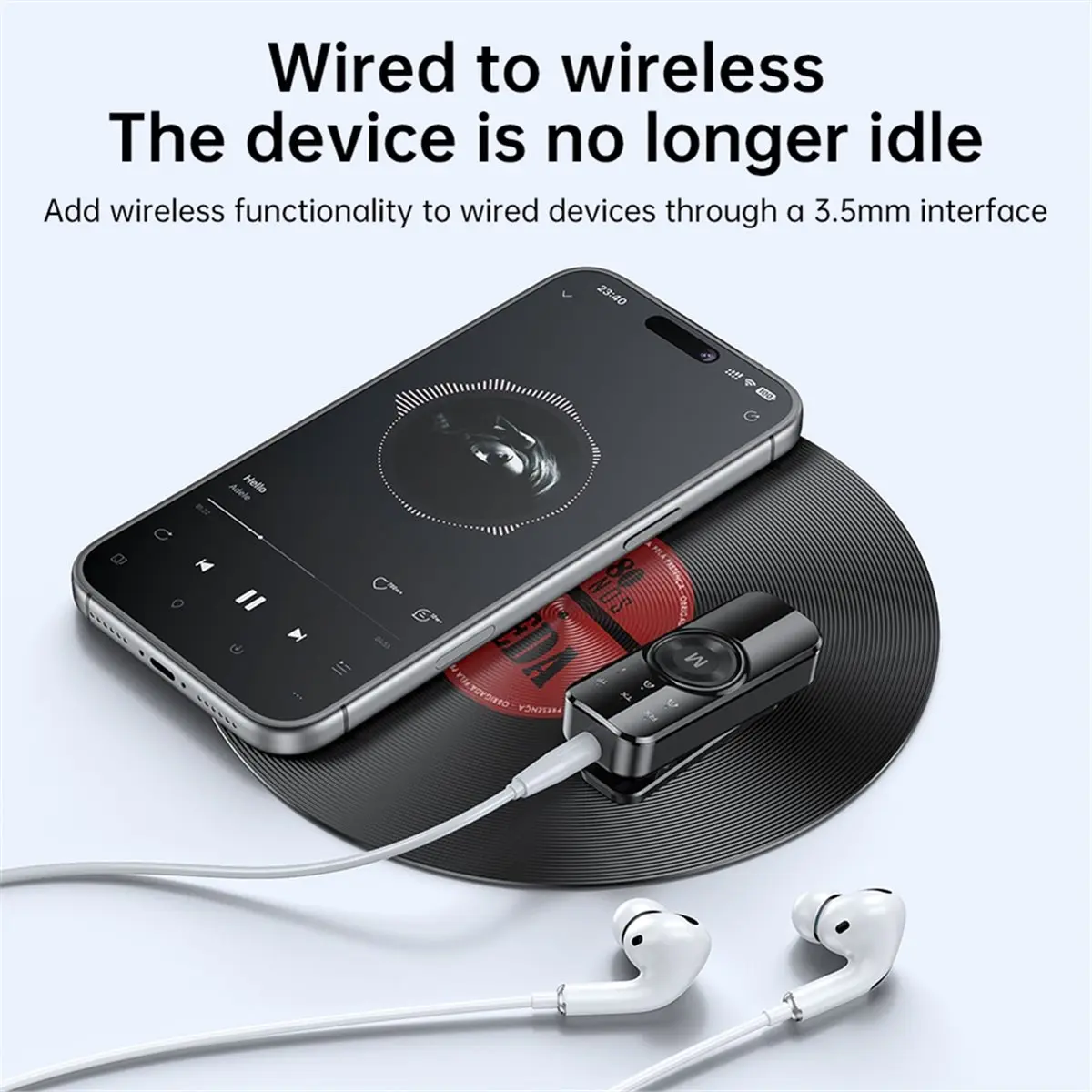 2 in 1 Bluetooth 6.0 Audio Receiver Transmitter Collar Style Wireless 3.5MM AUX Audio Adapter with Mic for Car Airplane
