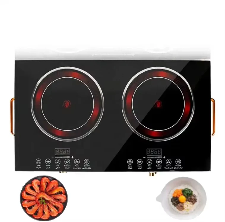 

2200W+2200W Dual Burner Electric Induction Stove New Design Smart Home Cooktop Ceramic Glass Outdoor Car Infrared Cooker Ceramic
