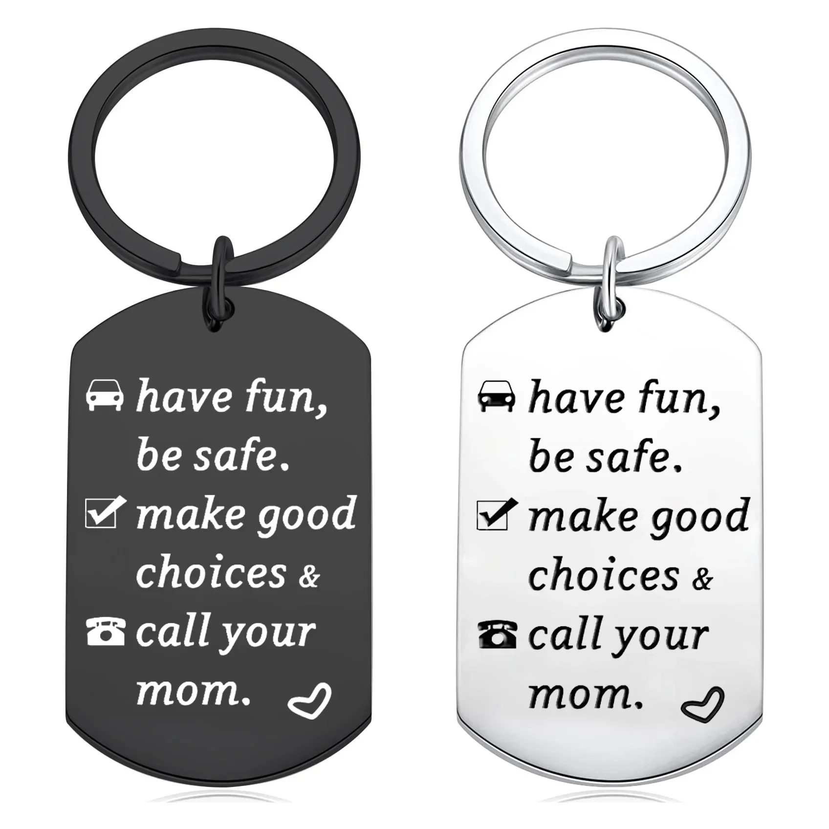 Cute New Driver Graduation Keychain Pendant Daughter Son Gift Key Chain Have Fun Be Safe Make Good Choices and Call Your Mom