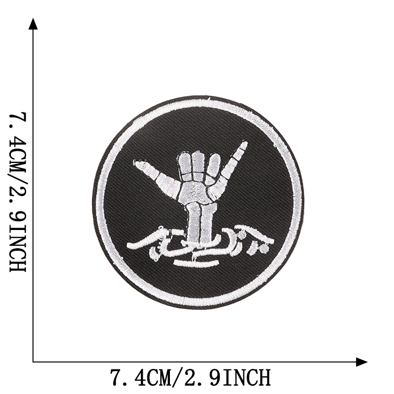 Schwarz-weißer Totenkopf zum Aufbügeln, Rock für Kleidung, bestickt, Mochila-Hut, zum Aufnähen, Patches, Punk-Stoff, Diy, Nas Vendki, Jacken-Aufkleber – Detail 7