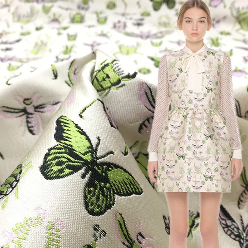 Yarn Dyed Jacquard Cartoon Insect Puffy Dress Clothing Spring Summer Fashion Design Sewing Wholesale Material Cloth by the Meter