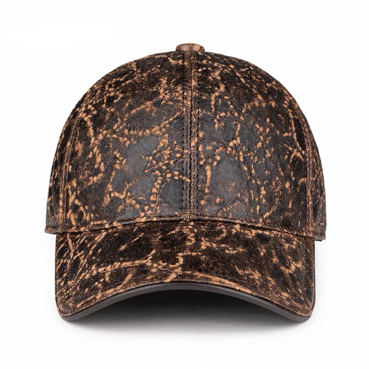 Men's Genuine Leather print Baseball Hat Male Winter Real Sheepskin Casual Wear Baseball Caps Plate Baseball Cap Adjustable