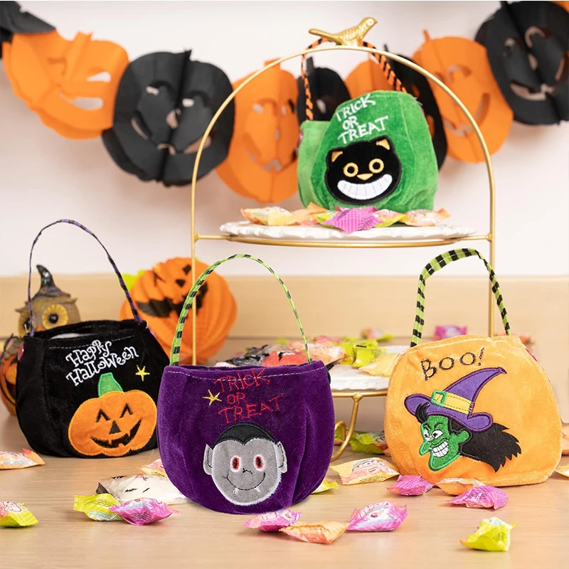 Halloween Trick or Treat Bag Reusable Pumpkin Bags Witch and Vampire Baskets cute candy bag for girl and boy‘cosplay costume