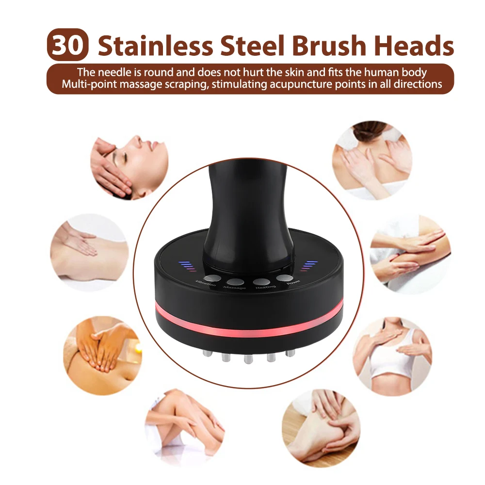 Electric Meridian Brush Body Massager Heated Gua Sha Hot Compress Scraping Lymphatic Drainage Machine Fat Burner Health Care