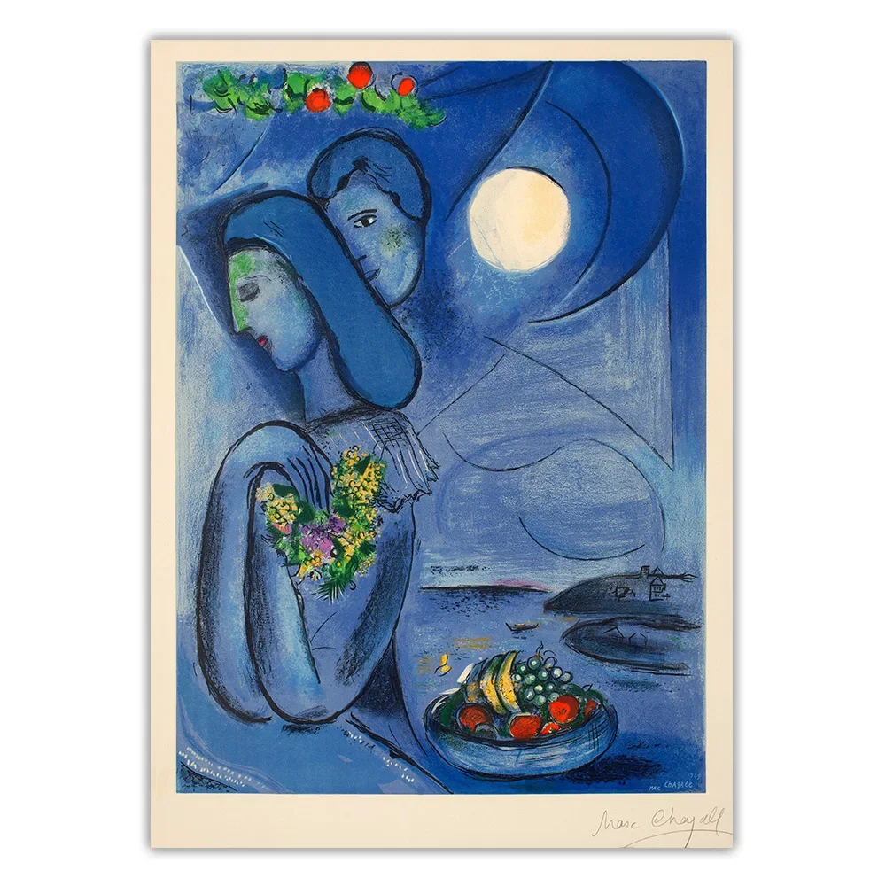 سيتون مارك شاجال 《سانت جان كاب فيرات ، 1952》لوحة زيتية قماشية عمل فني ملصق صورة جدار خلفية ديكور ديكور المنزل #5