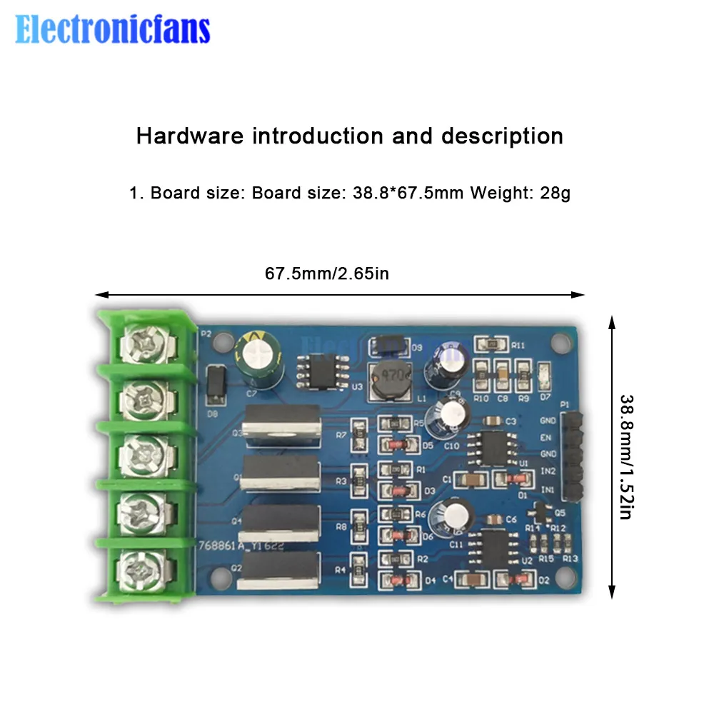 170W High Power H-Bridge Motor Driver Module NMOS Emergency Brake 5-30V Motor Module Two PWM Inputs Speed Control Motor Board