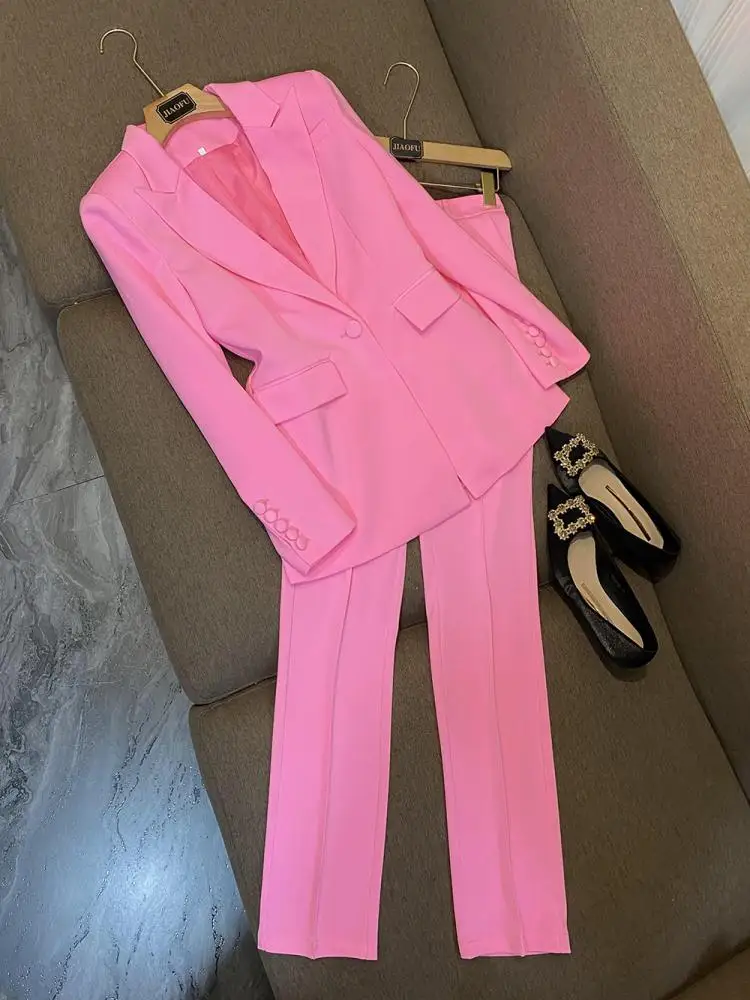 Модный комплект из двух предметов: костюм средней длины и брюки с пуговицами, профессиональная одежда Star Sle для женщин