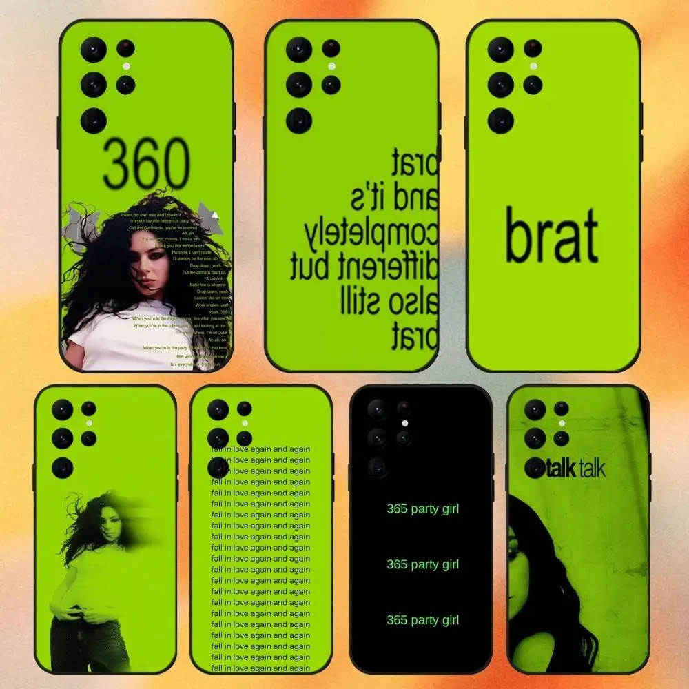 

Charlie XCX 360 Phone Case For Samsung S 25,24,23,22,30,21,10,9,Ultra,Plus,Lite,FE,4,5G Black Soft Case