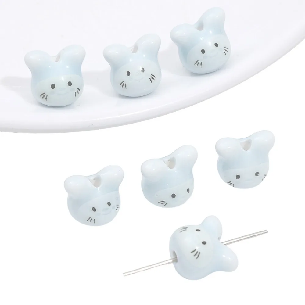 

10Pcs Ceramic Colorful Chinchillas Ceramic Beads Animal Rabbit Cute Rabbit Ceramic Beads Cute Colorful