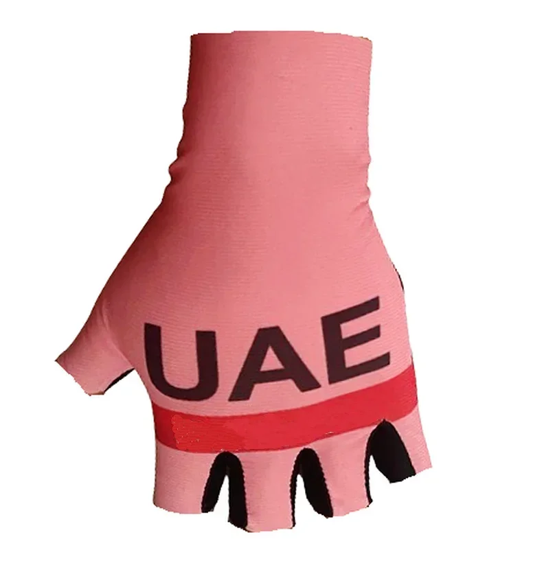 

2024 UAE TEAM PINK One Pair Half Finger Cycling Jersey Gloves MTB Road Mountain Bike Bicycle Gel Gloves