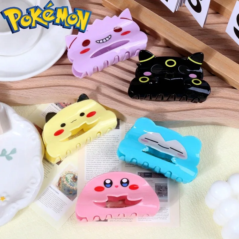 

Официальные лицензированные заколки для волос Pokémon — нескользящие акриловые когти для волос для школы/спорта, милые аксессуары для волос в стиле аниме, подарочный набор
