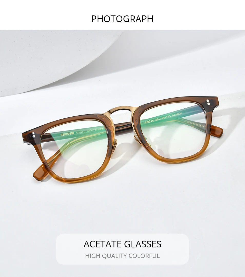 HEPIDEM Acetat Brille Rahmen Männer Marke Designer Retro quadratische Nerd Brillen japanische handgemachte Brille Vintage Brillen 9214 – Detail 1