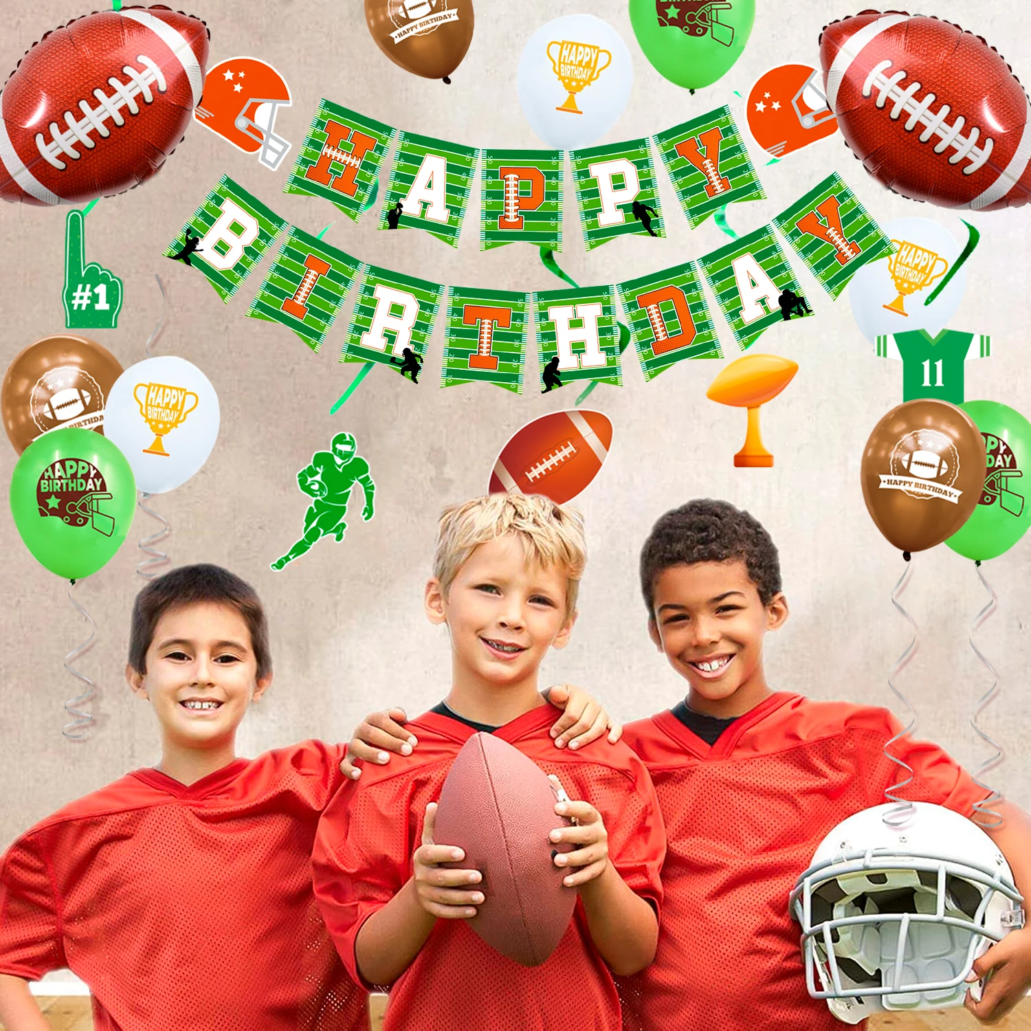 Football Birthday Party Supplies,102pcs Party Decorations&Tableware Set-Football Party Plates Napkins Tablecloth Balloons etc